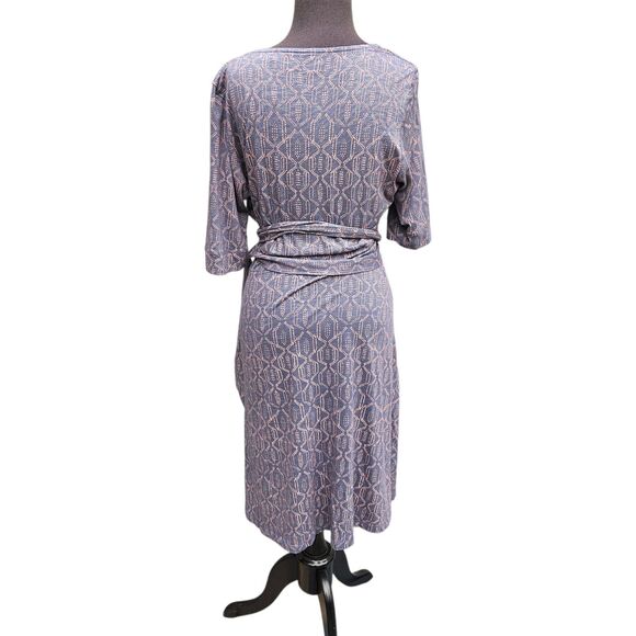 Toad & Co Cue Faux Wrap Cafe Dress Womens Size L Gray Geometric Gorpcore - Picture 3 of 9